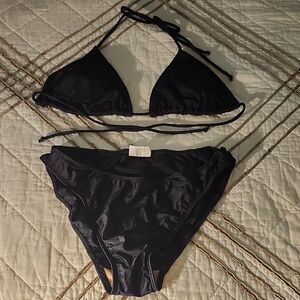 Sleek Black Triangle Bikini Set